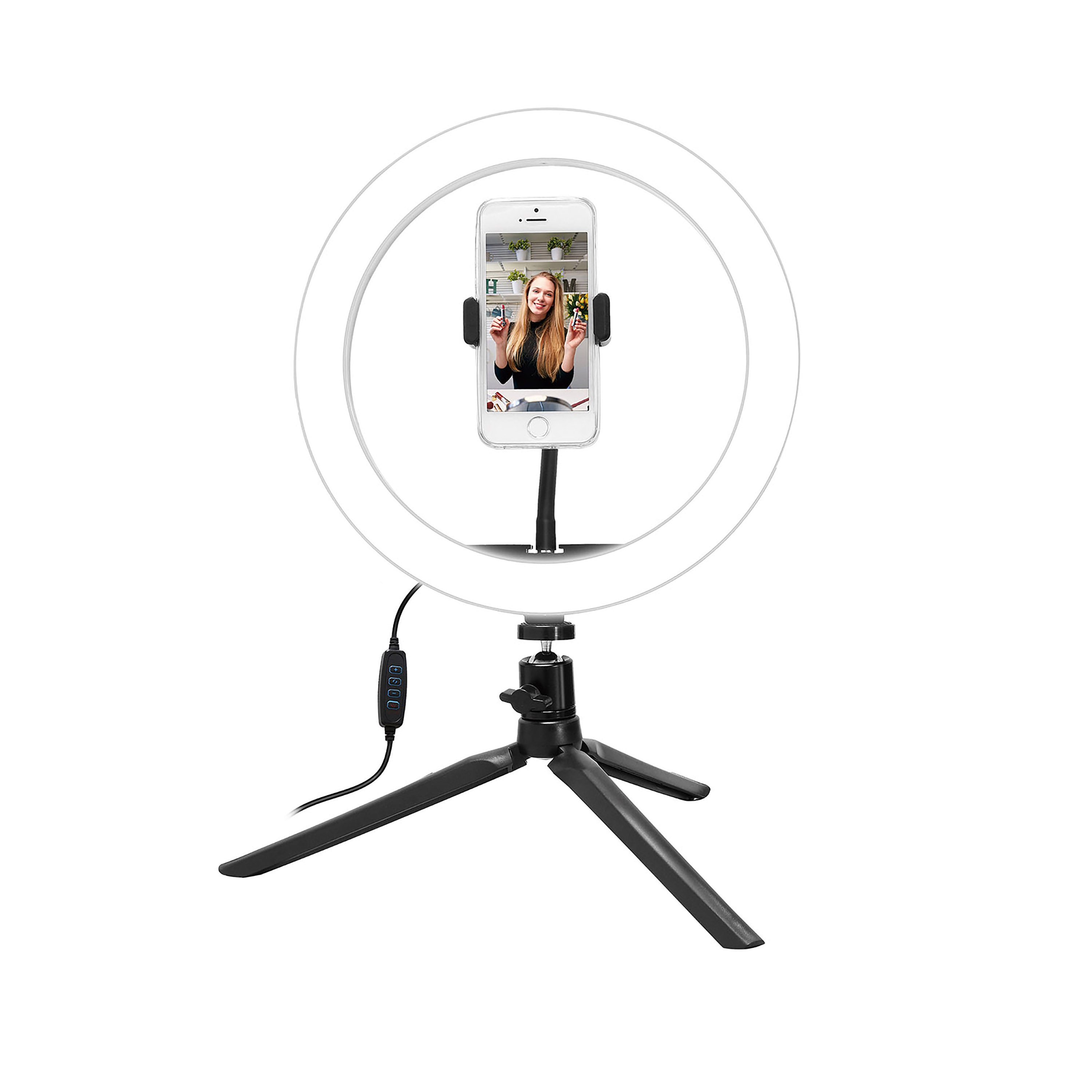 Aro de luz NexiGo de 3.5 pulgadas, doble, para selfie luz con teléfono  móvil y soporte de cámara web, 3 modos de luz, 10 niveles de brillo, luz  LED