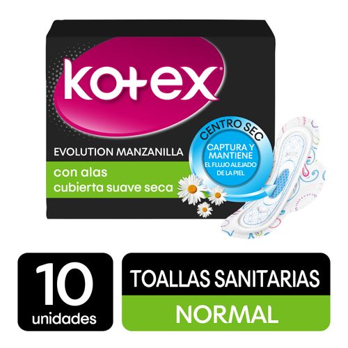 Toallas Femeninas Kotex Manzanilla - 10Unidades