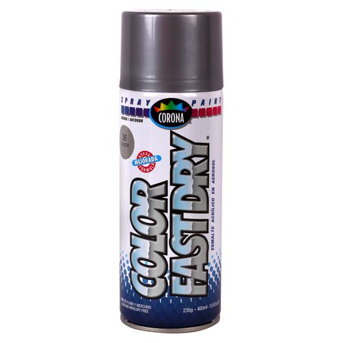 Pintura En Spray Corona Fast Dry Color Plata - 400ml