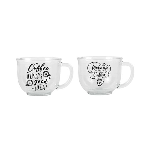 Taza Mainstays De Vidrio Transparente 18 Onz Con Mensajes