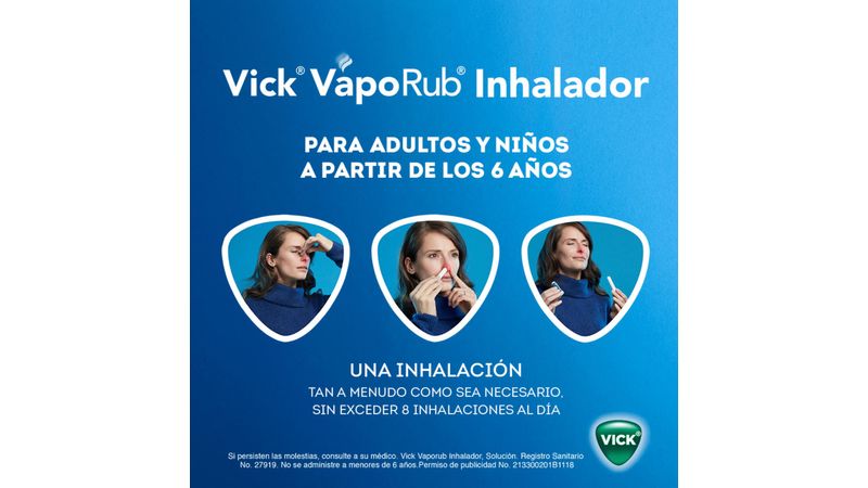 Comprar Inhalador Vick VapoRub Solución, Auxiliar En El Tratamiento De  Nariz Tapada, Catarro y Gripe, 0.5 ml, Walmart Guatemala - Maxi Despensa