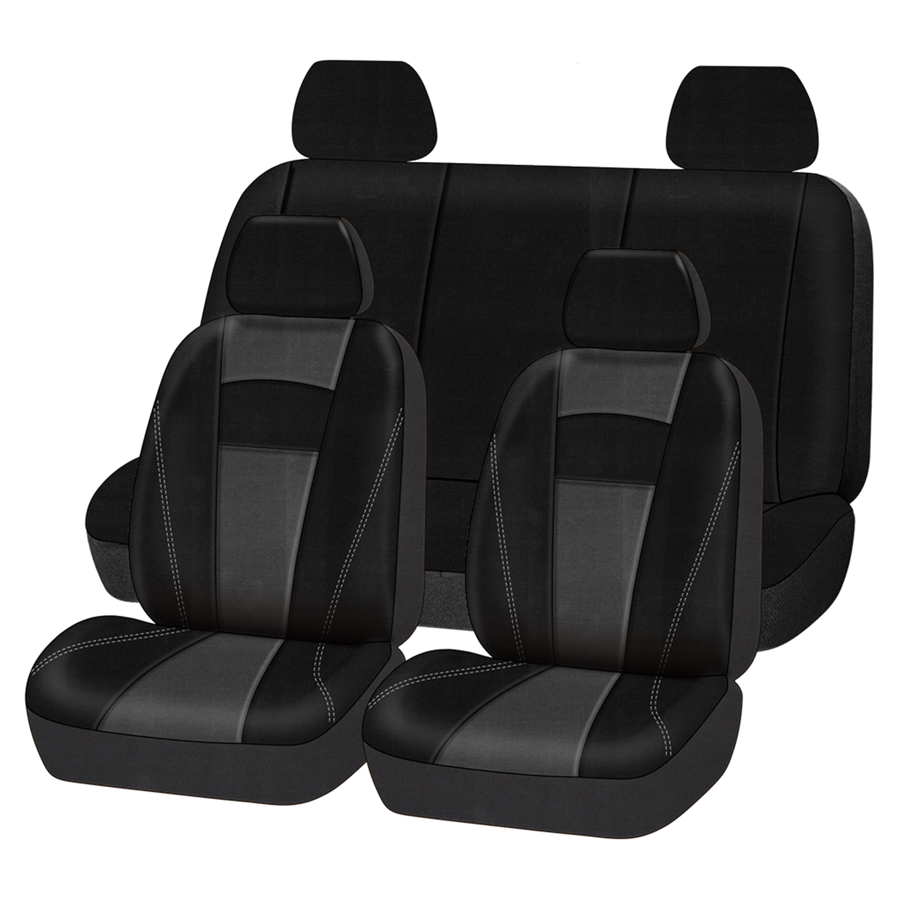 PIC AUTO Fundas de asiento de automóvil para asientos delanteros, fundas de  asiento negras para automóviles, juego de fundas de asiento delantero de
