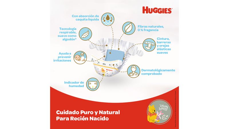 Pañal Huggies Natural Care Recién Nacido x 20 (Puro y Natural) - Peque Ayuda