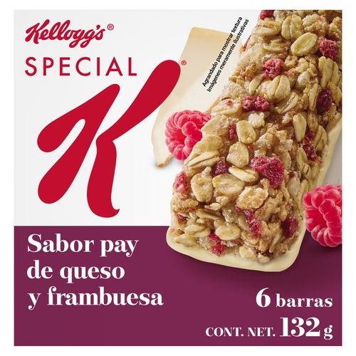 Barras  Kellogg's® Special K® Sabor Pay de Queso y Frambuesa - 1 Caja de 132gr con 6 Barras