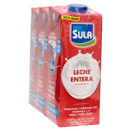 3 Pack Leche Sula Entera UHT - 946ml