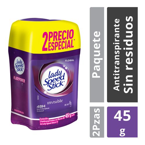 Desodorante Lady Speed Stick Invisible Floral Barra 45 g 2 Pack