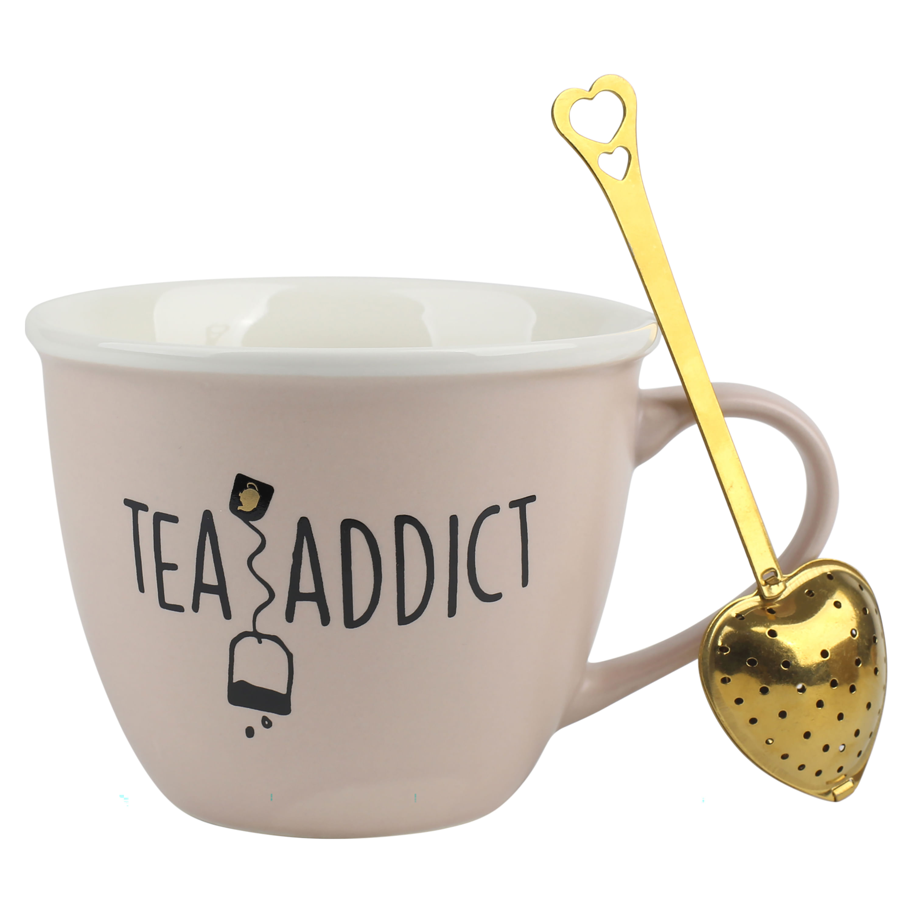  Yedio Taza de té de porcelana con infusor y tapa, taza de té de  15 onzas con filtro para té, leche, café, infusores de té de hojas sueltas,  rosa : Hogar