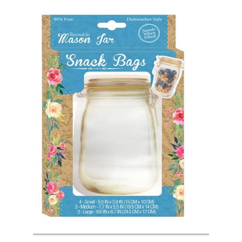 Set 10 Bolsas Reutilizables Mason Jar