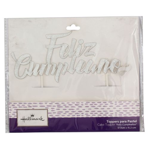 Topper Carnival Feliz Cumpleaños Plateado