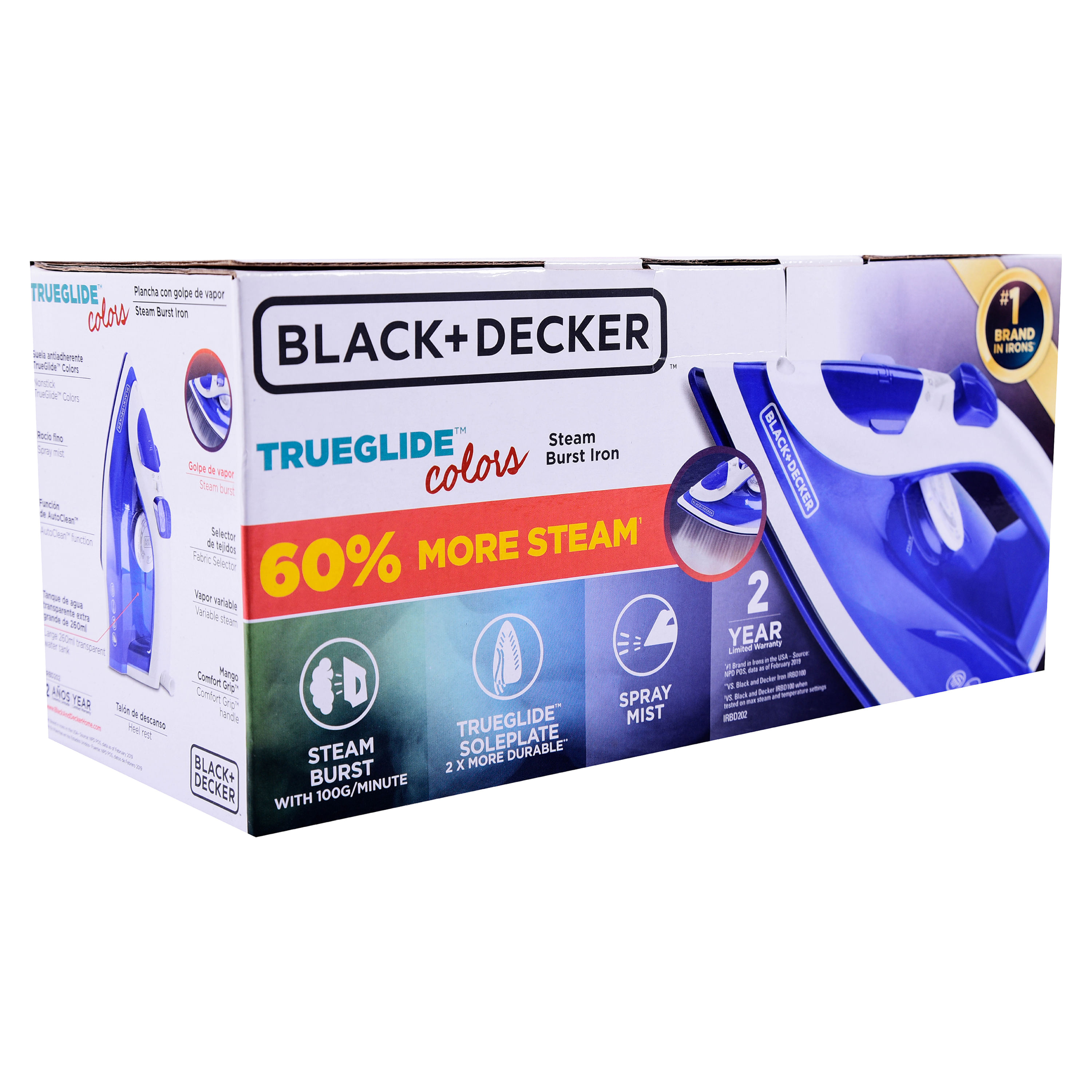 Plancha de Vapor BLACK+DECKER® TrueGlide Colors con Golpe de Vapor