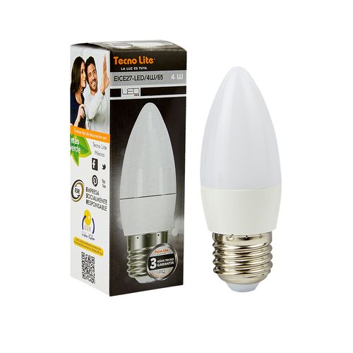 Tecnolite, BOMBILLO LED VELA  4W100-240V6500KE27470LM