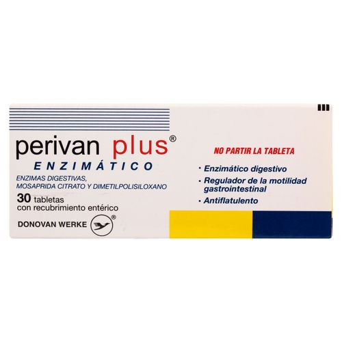 Enzimas Digestivas Donovan WerkePerivan Plus Enzimatico - 30 Tabletas