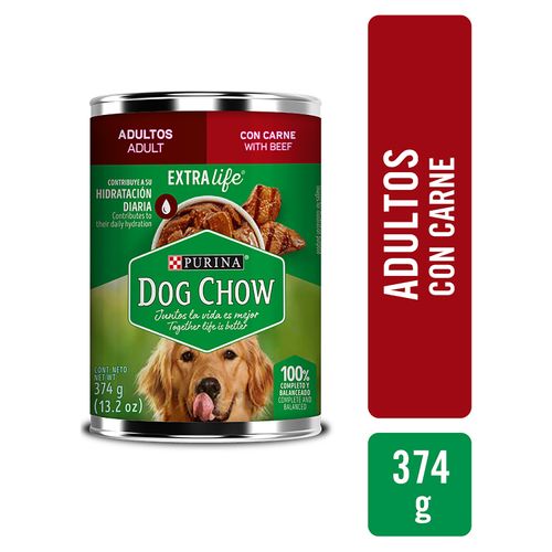 Alimento Húmedo Perro Adulto marca Purina Dog Chow Con Carne -374g