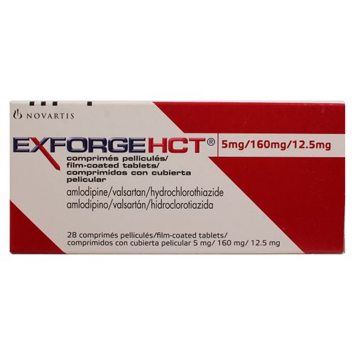 Exforge Hct Novartis 5/160/12.5 Mg 28 Comprimidos