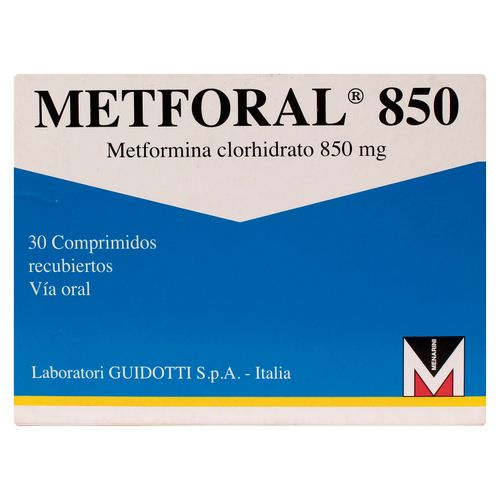 Metforal Menarin 850 Mg 30 Tabletas