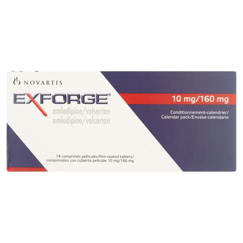 Exforge Novartis 10/160 Mg 14 Tabletas