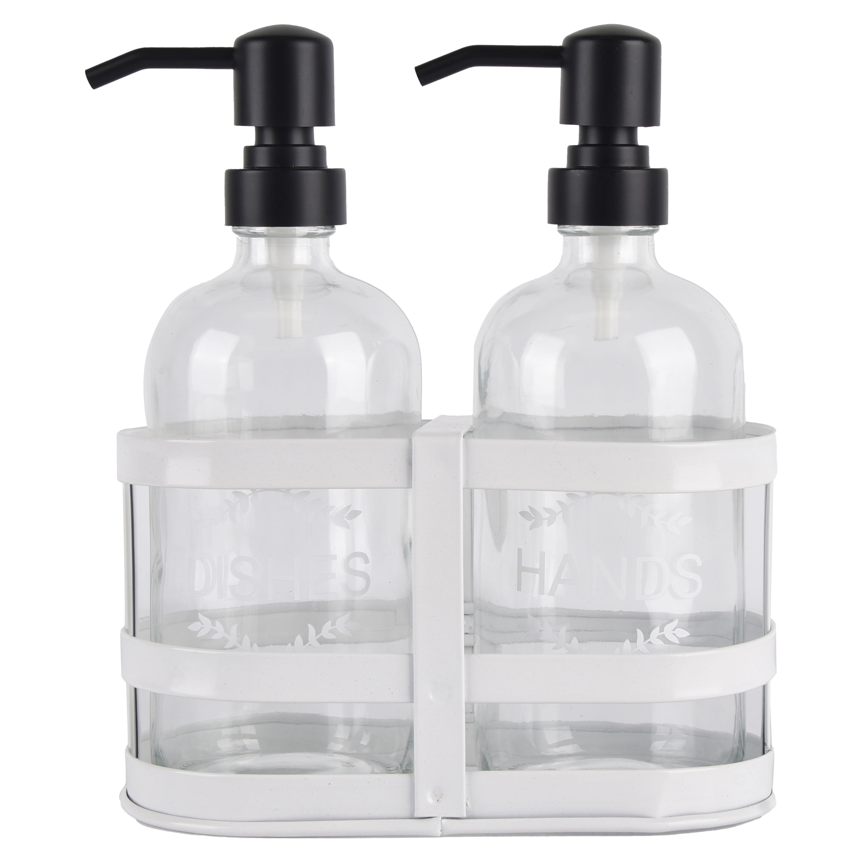 Dispensador de jabón de cristal transparente HMEI, dispensador de 1/2  unidades, dispensador de loción para cocina, baño, 8.5 fl oz, dispensador  de