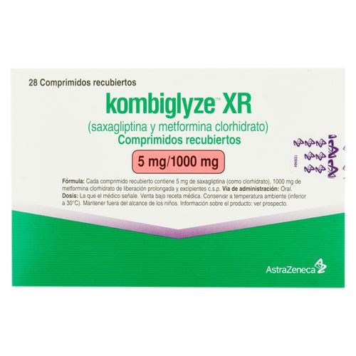 Kombiglyze Xr Astra Zeneca 5/1000 Mg X 28 Tabletas