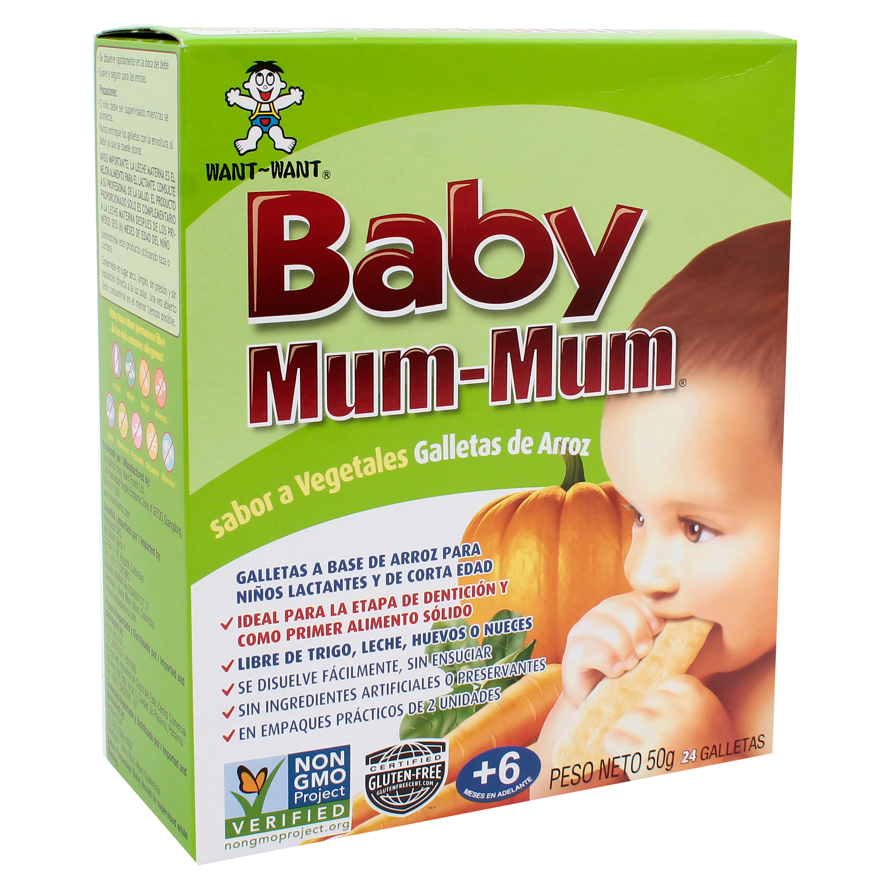Galleta De Arroz Y Vegetales Para Bebes Baby Mum Mum 6M+ 50 Gr