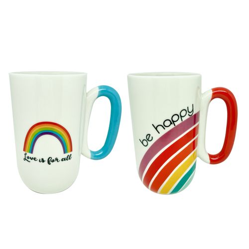 Taza Alta Mainstays  Blanca 580Ml Con Asas De Colores Modelo Wmca21-S02