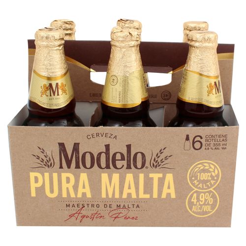 6 Pack Cerveza Modelo Vidrio Pura Malta