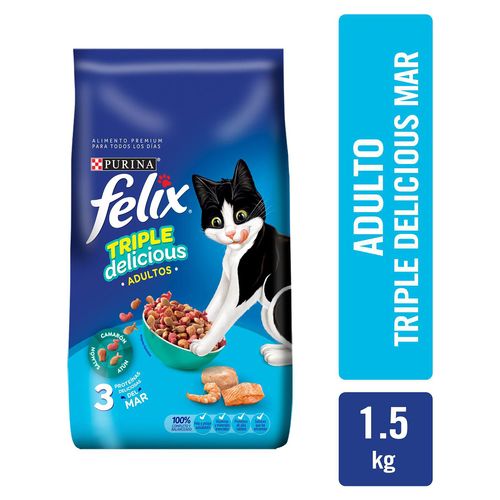 Alimento Gato Adulto marca Purina Felix Triple Delicious Mar -1.5kg