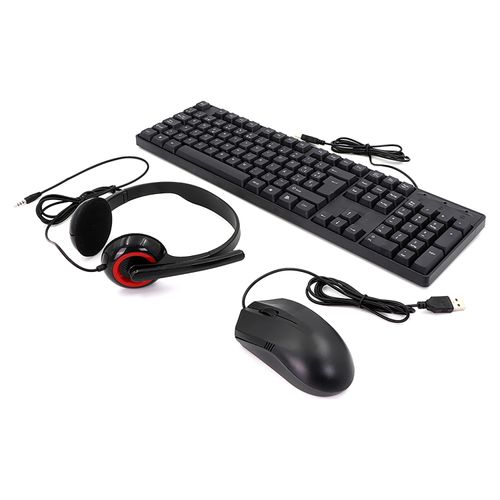 Kit Durabrand, Audifonos-Teclado Y Mouse Alambricos  Modelo INT-111703