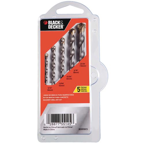 Set Brocas Black And Decker Para Concreto 5 Piezas