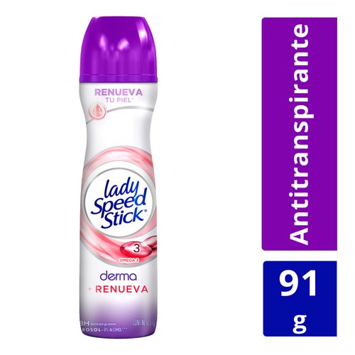 Desodorante Antitranspirante Lady Speed Stick Derma + Renueva Omega 3 Aerosol 91 g