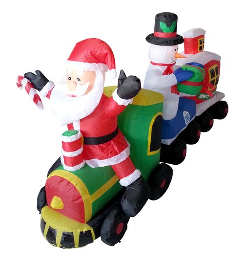 inflable Tren con santa y muñeco de nieve, con iluminación 2.1 mt de largo, uso interior y exterior. Modelo ,, LK17C0087