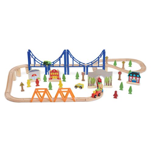 Juego de tren de madera, Spark Create Imagine, 75 piezas. Modelo: 18507PB