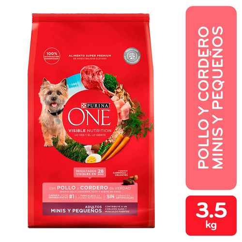 Alimento Perro Adulto Purina One Minis Y Pequeños Pollo Y Cordero 3.5kg
