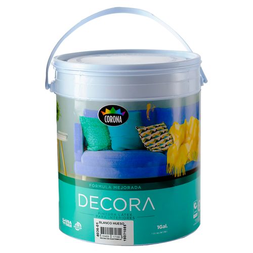 Pintura Latex Decora, Fórmula Mejorada Para Interiores Color Blanco Hueso - 1 Galón