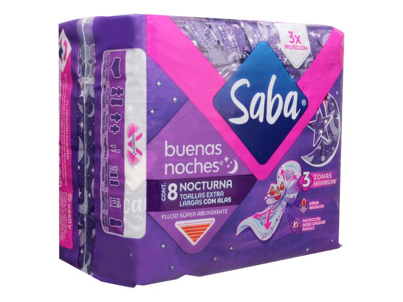 Toalla Sanitaria Saba Buenas Noches Con Alas 8 Unidades 4849