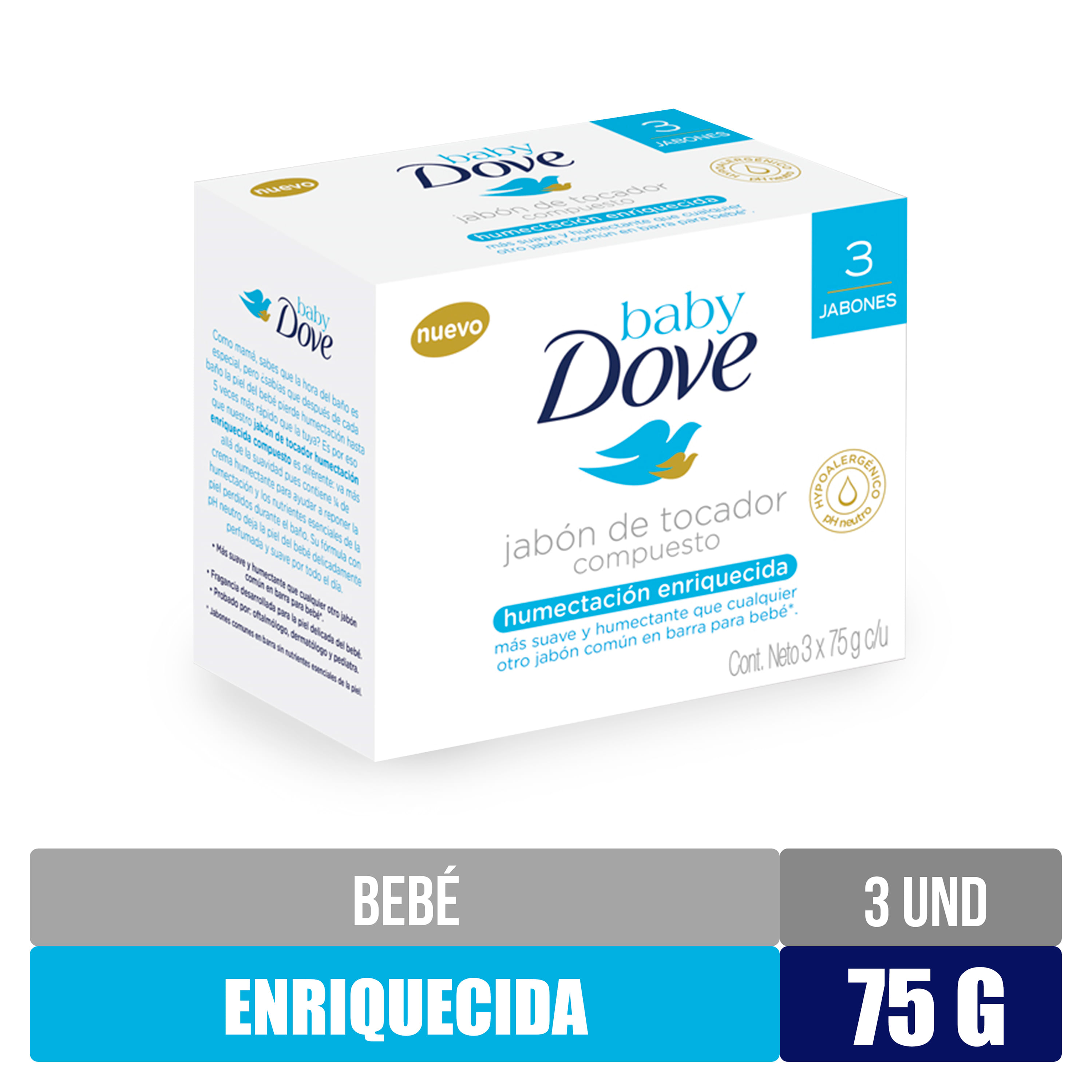 Inferior Borde maníaco Comprar 3 Pack Jabón Sólido Dove Baby Hidratación Enriquecida - 75gr |  Walmart Guatemala