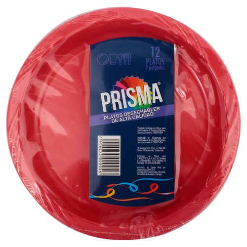 Plato Prisma C N9 Redondo Rojo 12Ea