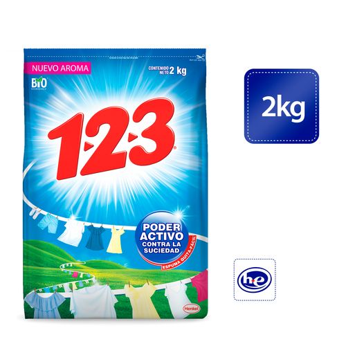 Detergente Polvo 123 Regular -  2kg (2000gr)