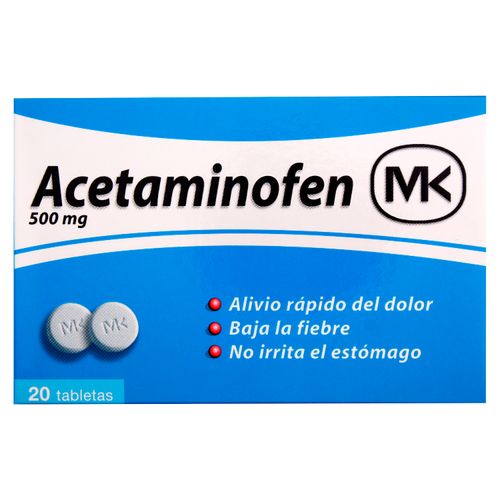 Acetaminofén Mk  500 Mg 20 Tabletas