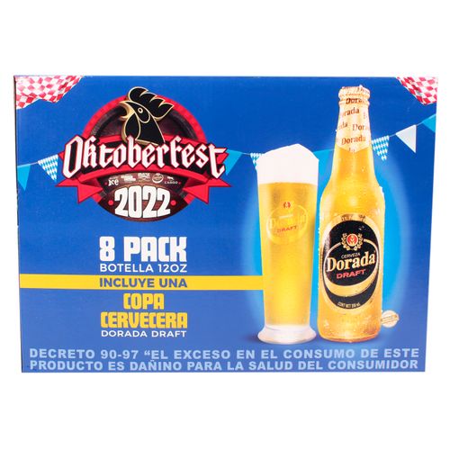 8Pack Cerveza Dorada Draft Mas Vaso