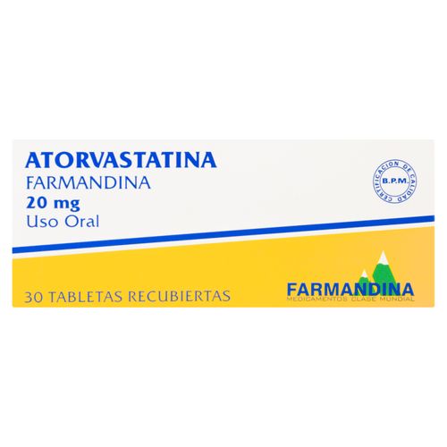 Atorvastatina Farmandina 20 Mg 30 Tabletas