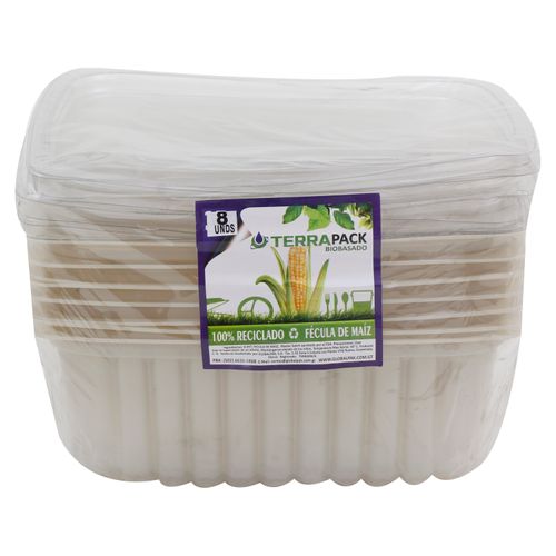 Recipiente Flexipak N32 Cuadrado Mediano 8 Unidades