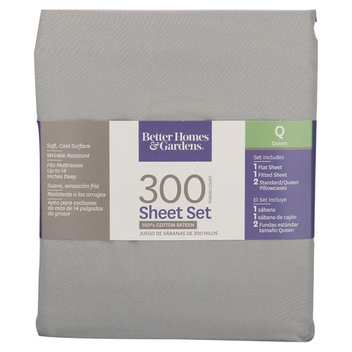 Sábana Better Homes & Gardens Queen 300 Hilos Color Gris