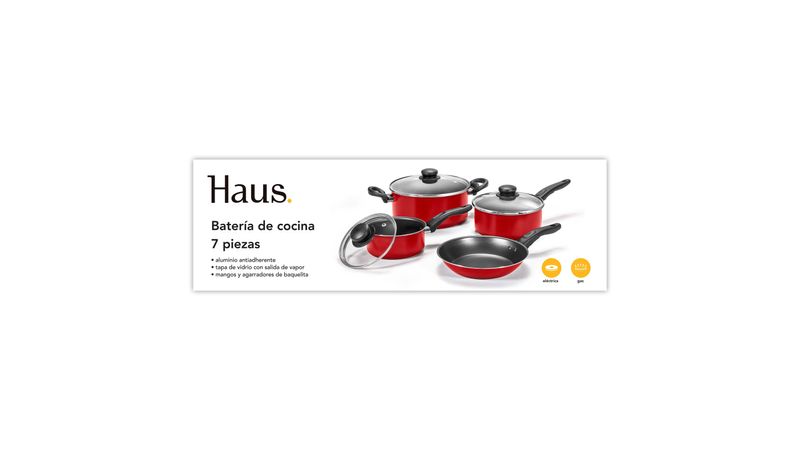 Comprar Batería De Cocina 7 Pc Roja Haus, Walmart Guatemala - Maxi  Despensa