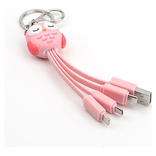 Cable de carga 3 en 1 Durabrand con llavero plateado Modelo: INT-Y02P