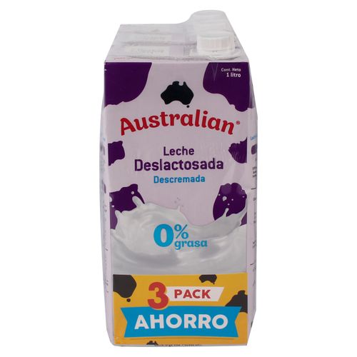 3Pack Leche Australian Deslactosada Descremada Uht