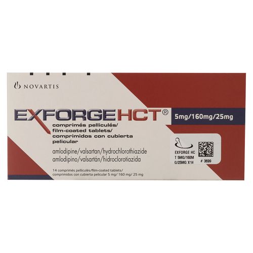 Exforge Hct Novartis 5/160/25 Mg 14 Comprimidos