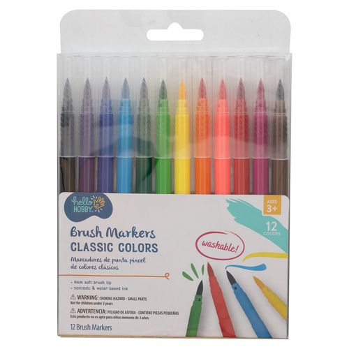 Marcador Brochas Lavable Hello Hobby 12 Piezas
