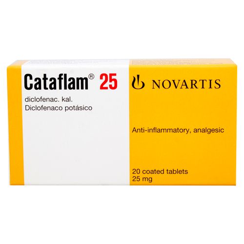Cataflam Novartis 25 mg caja 20 tabletas - Precio indicado por tableta