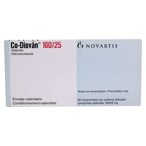 Co-Diovan Novartis  160/25 Mg 28 Tabletas