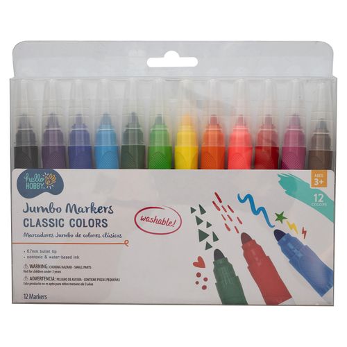 Marcador Hello Bobby Jumbo Lavables 12 Piezas